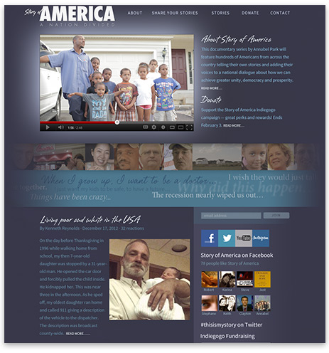 Story of America web site home page